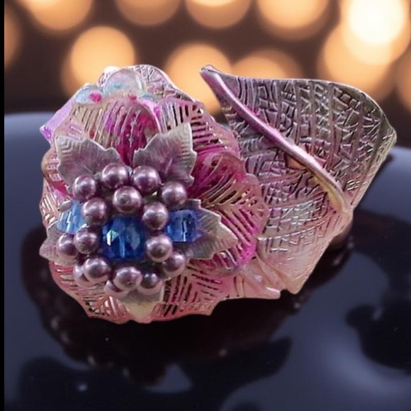 Floral Cuff, One of a kind Flower Cuff HANDCRAFTED - Picture 15 of 15